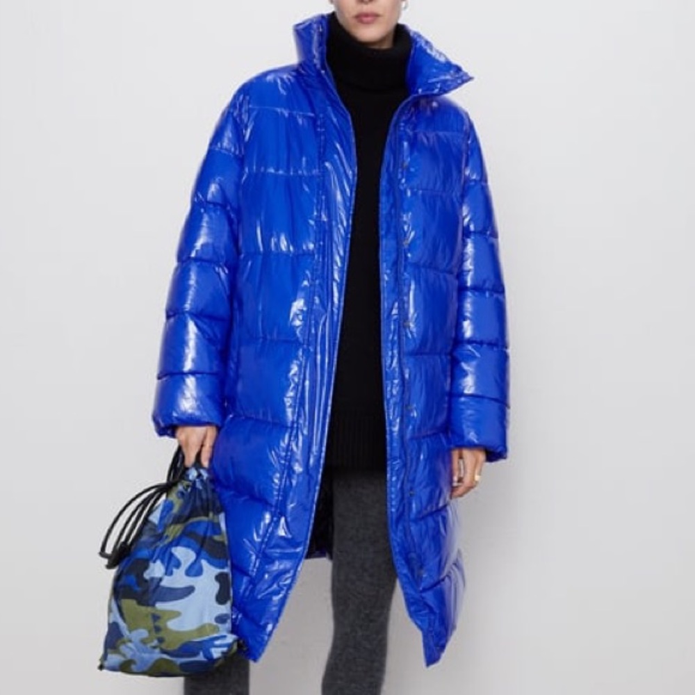Zara Oversized Glossy Puffer Coat